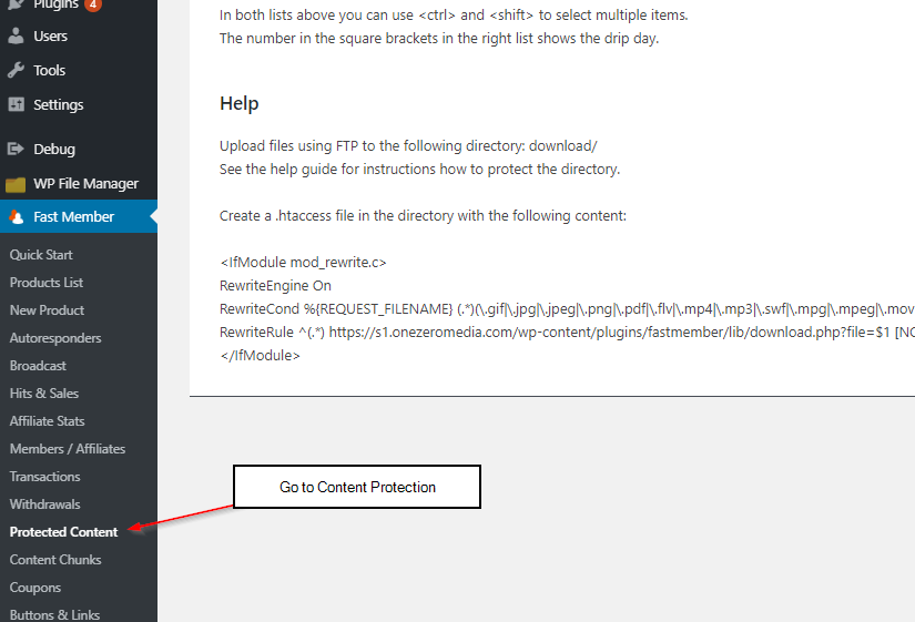 go to FastMember content protection