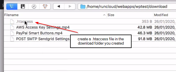 making htaccess in download folder for FastFlow Content Protection