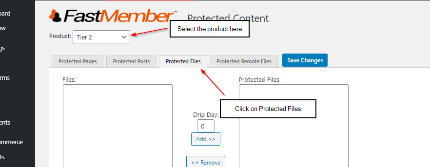 selecting product on FastMember protection