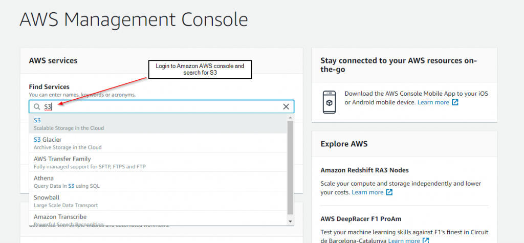 Login to amazon aws S3 fastmember Fastflow