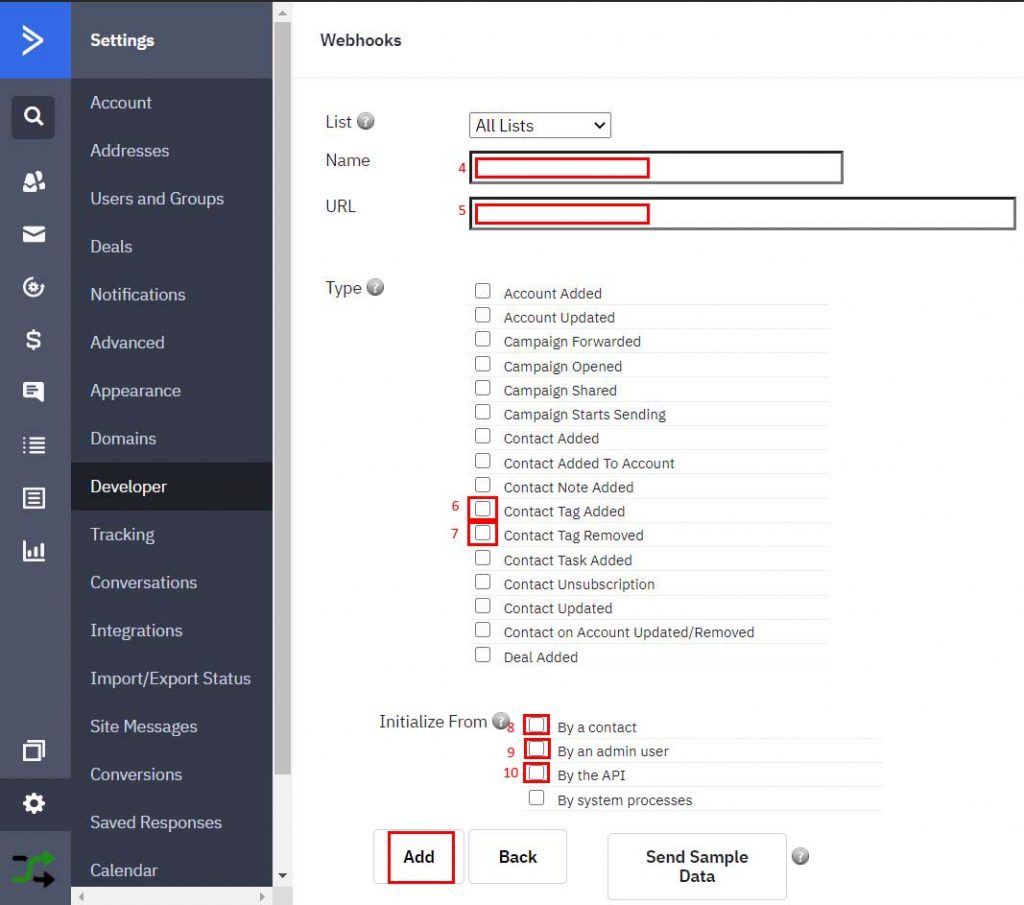 Fast Flow Active Campaign manage webhook