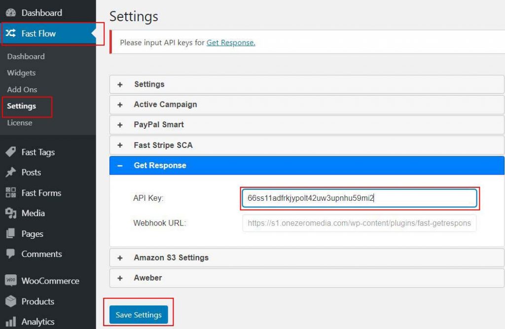 2 FastFlow GetResponse API Key